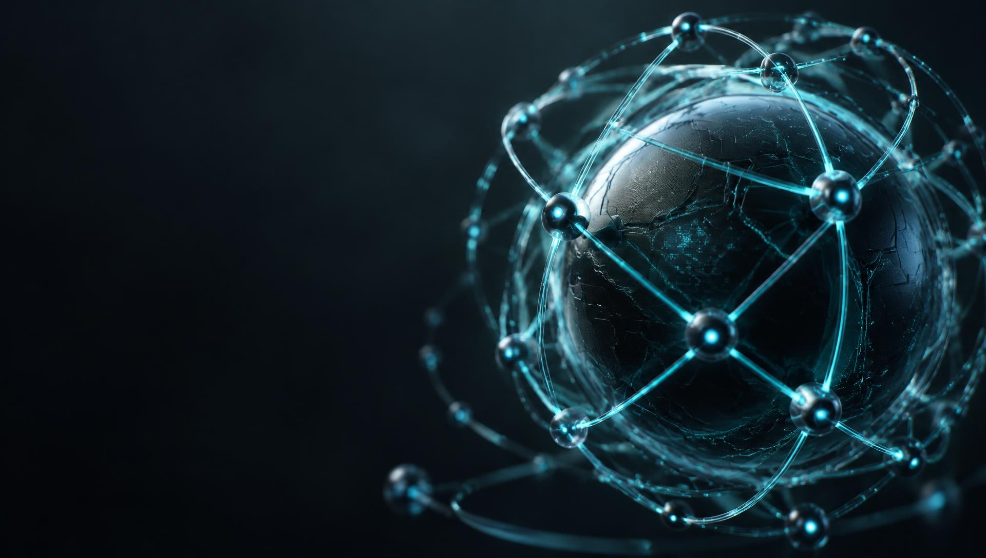 A luminous security mesh protecting an AI core
